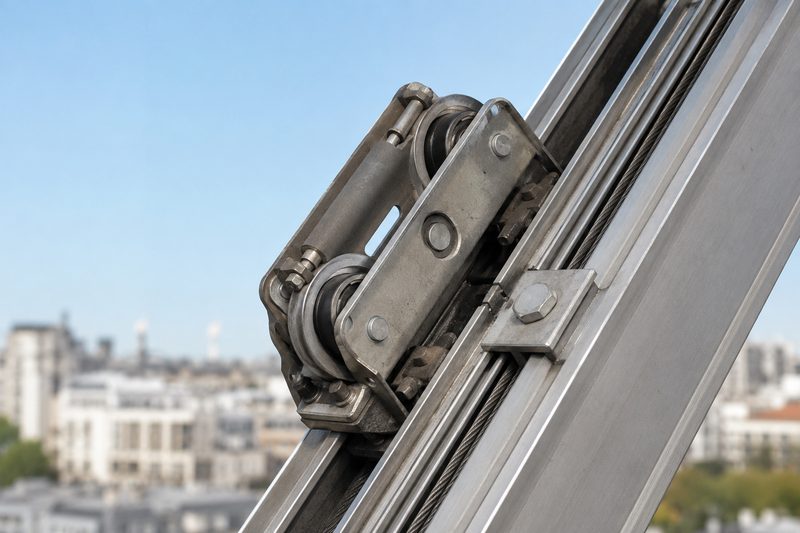 Rail et chariot d’une échelle de monte-meuble déployée